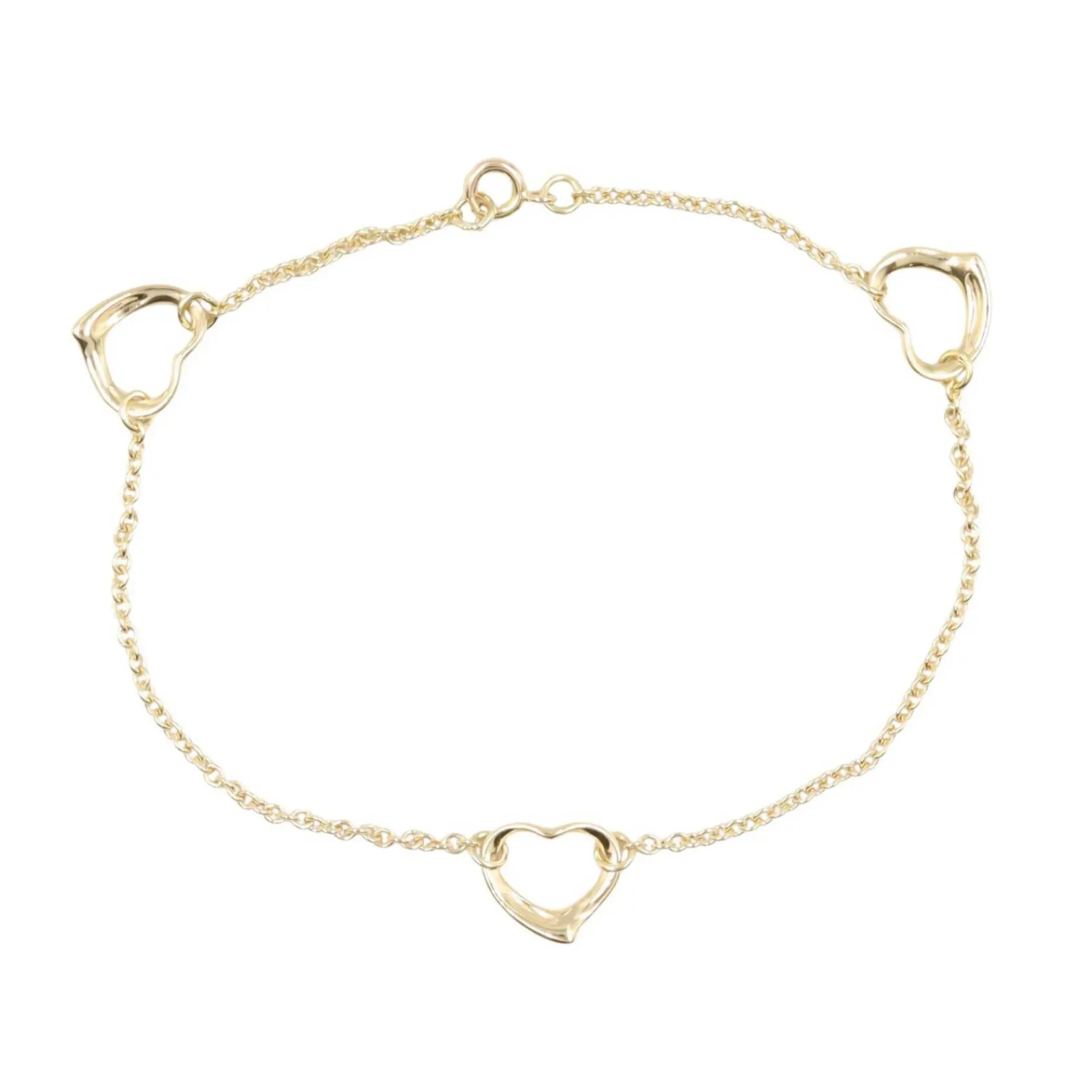 Pre-owned Tiffany & Co. 18K Yellow Gold (Au750) Small Leather Goods Tiffany＆Co. Open Heart Au750 Bracelet