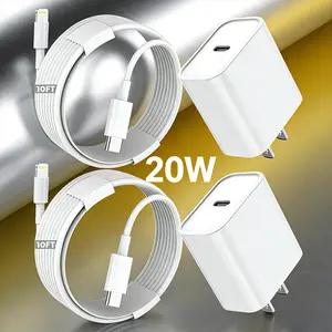 Fast Charger 2-Pack, Type-C Wall Charger Block 2-Pack with [6ft & 10ft] Long TypeC-PD to Lightning Cables, Compatible with 14/13/12/12 Pro Max/11/Xs Max/XR/X,