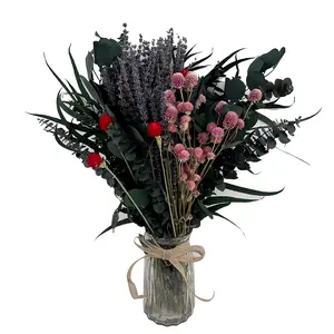 DIY Dried Flower Bouquet Kit with Millet Leaves Lavender Stalks & Eucalyptus for Aesthetic Room Decor Natural Long Lasting Beauty