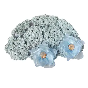 Women Crochet Beanie Hats,Boho Floral Handmade Slouchy Hollow Out Skull Cap Fashion Summer Beanie Hat for Vacation Leisure