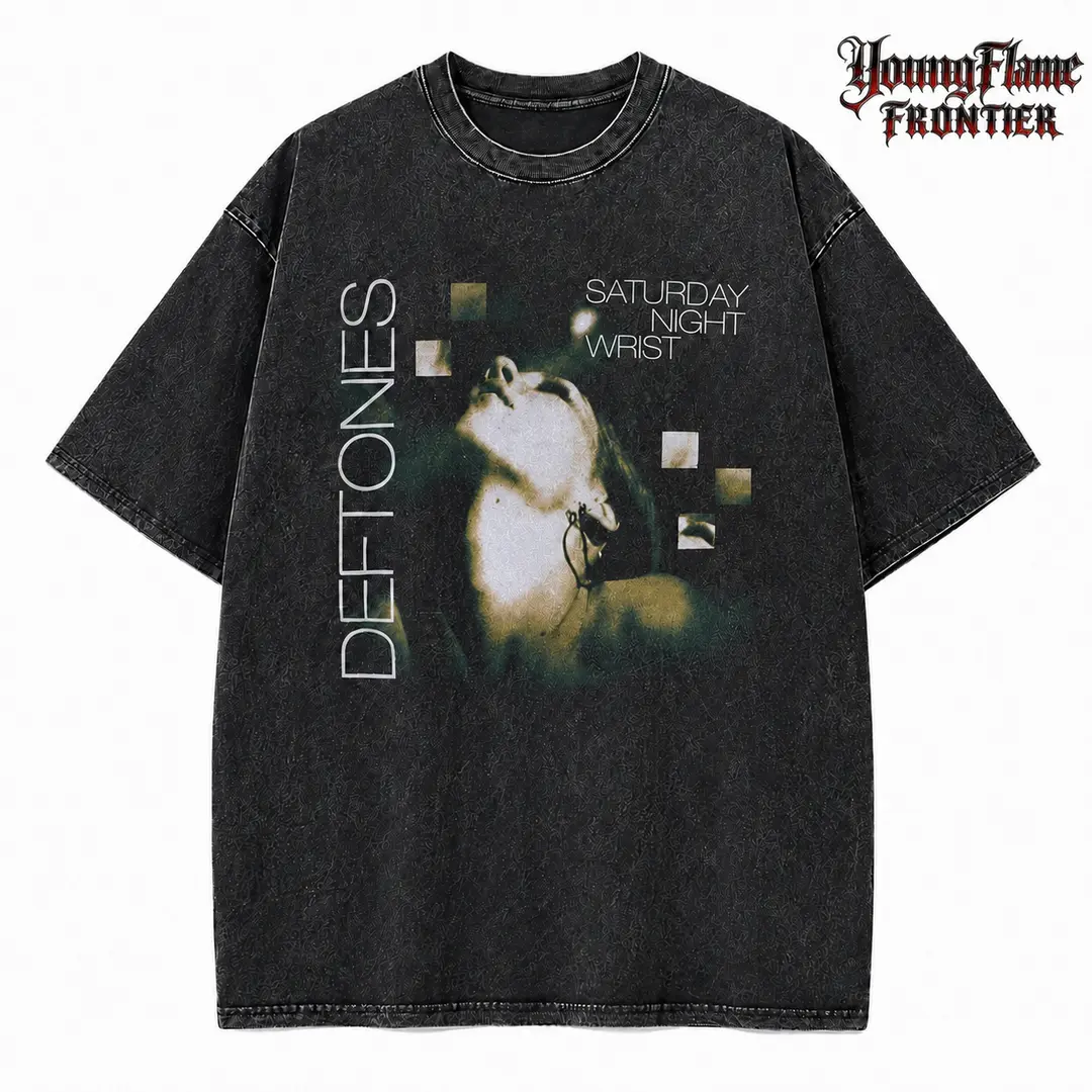 Deftones Saturday Night Wrist Vintage Acid Wash Oversized Band T Shirt, Unisex streetwear y2k clothing graphic tee, A comfortable summer gift Retro Tour T-shirt