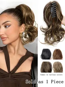 12-inch Wavy Ponytail, Available in Multiple Colors, Women's Wig Clip-In Hair Extensions, Claw Clip Ponytail Made of Heat-Resistant Fiber, Lightweight Synthetic Ponytail, Suitable for Daily and Festive Use.