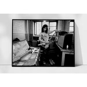 Eddie Van Halen Guitar Poster, Black and White, Vintage Print, Printable Music Wall Art, Retro Wall Art, 1970s, Home Décor