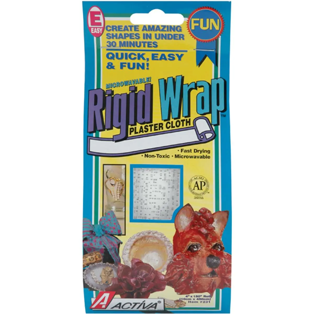 Activa Products Rigid Wrap Plaster Cloth (4"x180"), Microwaveable Fast-Drying Material for Crafts, Sculpture Projects, Quick Dry