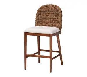 bali & pari Denver Brown Wood and Seagrass Counter Stool bali & pari Denver Brown Wood and Seagrass Counter Stool