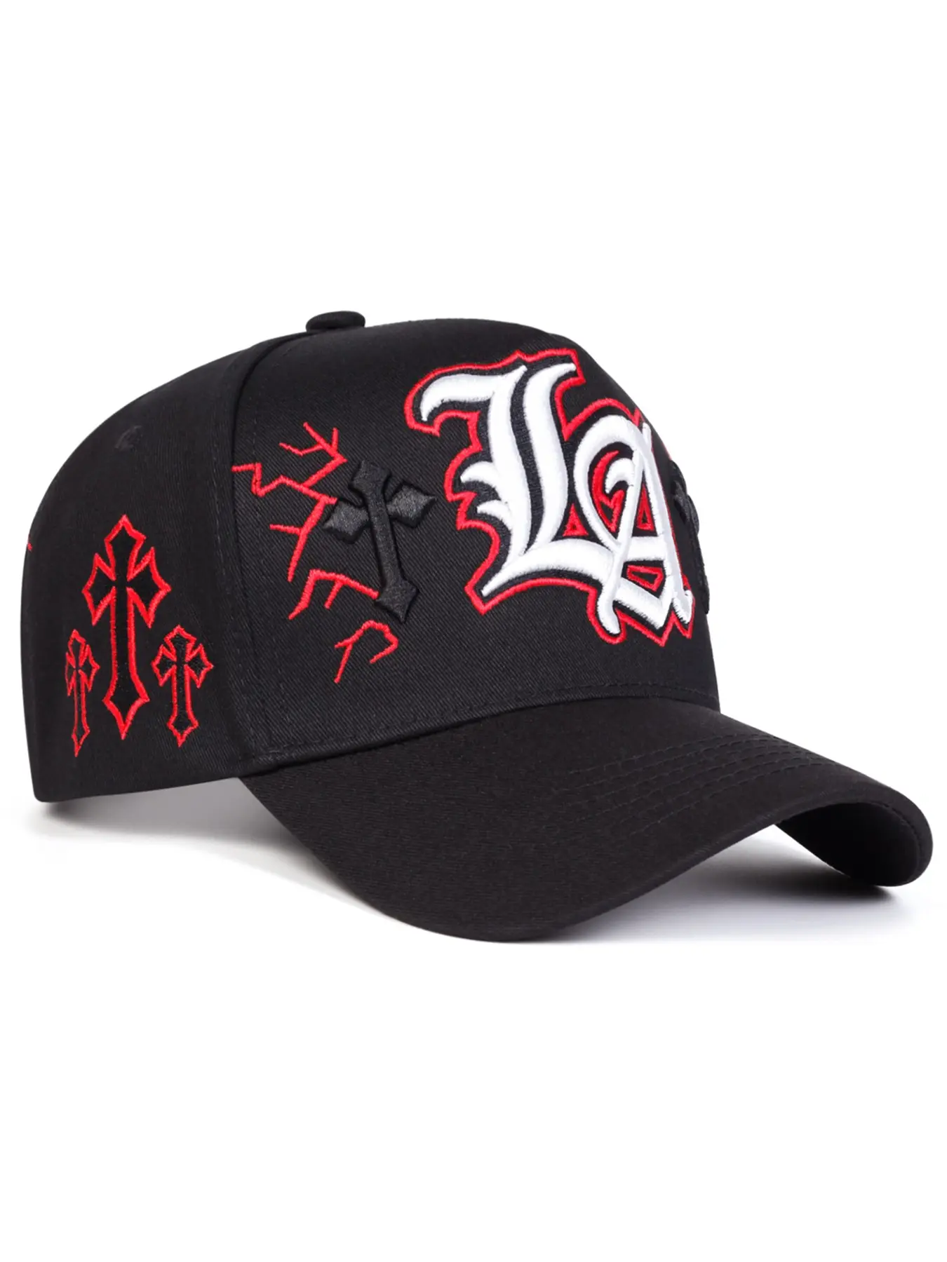 Unisex Gothic La Thorns Cross Five-Panel Premium Fashion Snapback Baseball Hat Adjustable, Adjustable Sun Protection Casual Cap for Spring Fall Travel Beach Vacation