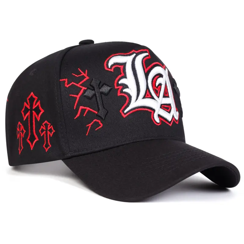 Unisex Gothic La Thorns Cross Five-Panel Premium Fashion Snapback Baseball Hat Adjustable, Fashionable Hats Adjustable Sun Protection Casual Cap for Spring Fall Travel Beach Vacation