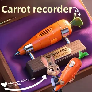 Judy & Nick Carrot Voice Recorder Electronic Sound Toy Can Write Graffiti Ballpoint Pen Novelty Voice Recorder Pen Gift