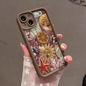 Feminine Soft Case for IPhone11/12/13/14/15/16/promax/x/xs/xr/xsmax Case Beaded Sun & Sea Art Durable, Ultra Slim, Cute and Practical | Lightweight Protective Case for Her