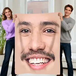 Custom Photo Face Blanket Portrait Blanket Funny Face Blanket Valentine's Day Joke Gift Anti-Pilling Flannel - Decorative Throw Multi-Purpose Sofa & Bed Blanket Cute Blanket Sofa Accessory Durable Design