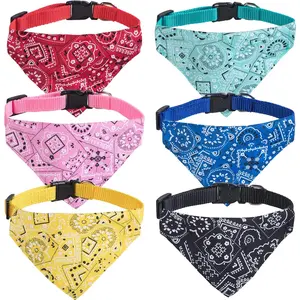 6Pcs Cat Bandana Collars with Removable Bow Tie for Cats Puppy Kittens Small Dogs Collars Adjustable Bandana - Home Improvement.
