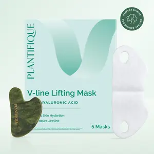 [PLANTIFIQUE Official Shop] V Line Face Mask & Gua Sha Bundle – Jawline Sculpting & Face Contouring Tools – Facial Massage Set for Puffiness & Lifting Routine