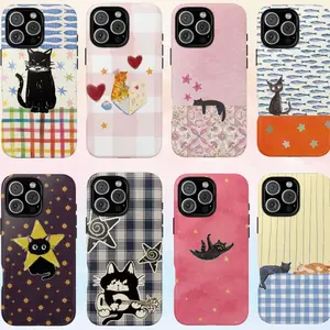 Cute Hand-Drawn Cat Phone Case | Kawaii Aesthetic Coquette iPhone Samsung Cover