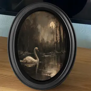 1pc Retro Oil Painting - Wooden Decorative Sign (5*7 Inches), Oval Rectangle Art Room Decor Home Decoration Vintage Oval Frame Photo Frame, Perfect Gift for Halloween, Christmas and Thanksgiving