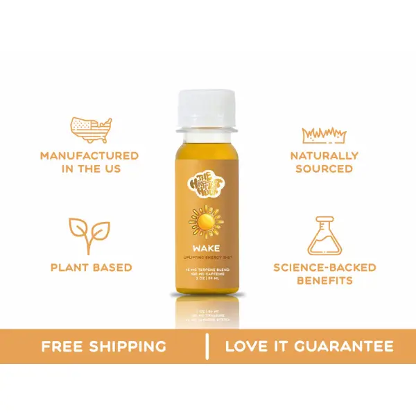 WAKE - Wellness Vitamins Supplement Health Shots with Uplifting Terpene Blend for Focus & Jitter-Free 100mg Caffeine Supplements