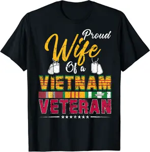 US Military Family - Proud Wife a Vietnam Veteran T-Shirt - Diegobal Shop 66B08GGP232Q