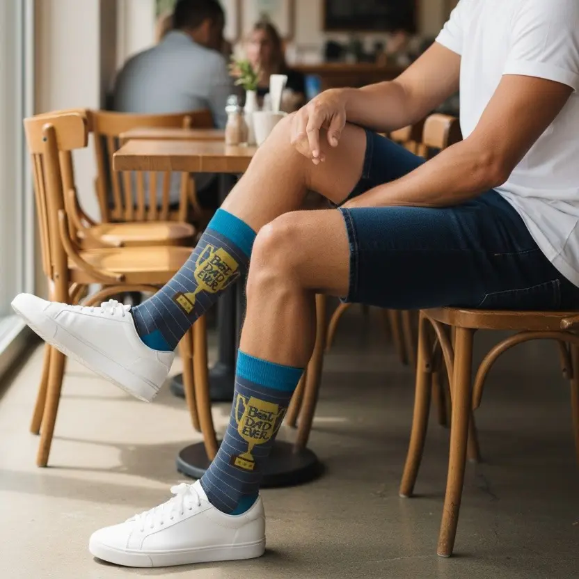 Best Dad Ever Socks - Men's, Bold Trophy Design | Fits Sizes 7-10