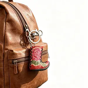 Handmade Genuine Leather Cowboy Boot Keychain, Cute Phone & Bag Charm, Perfect Gift for Mom, Dad, Friends, Girlfriend, Boyfriend, Fashion Enthusiasts