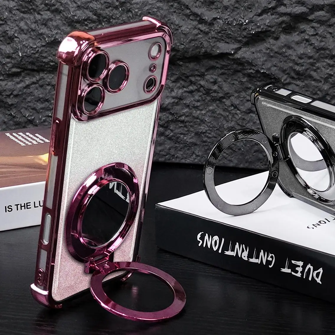 Phone Case with Mirror & Stand for iPhone Samsung Galaxy 17Pro Max Air 16 15Plus 14 13 12 11 XR XS S25 S24 S23 S22 Cases, All Seasons Durable Bumper, Protection Durable Phone case for Girl, Protective Silicone Cover.
