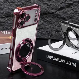 Phone Case with Mirror & Stand for iPhone Samsung Galaxy 17Pro Max Air 16 15Plus 14 13 12 11 XR XS S25 S24 S23 S22 Cases, All Seasons Durable Bumper, Protection Durable Phone case for Girl, Protective Silicone Cover.JY82
