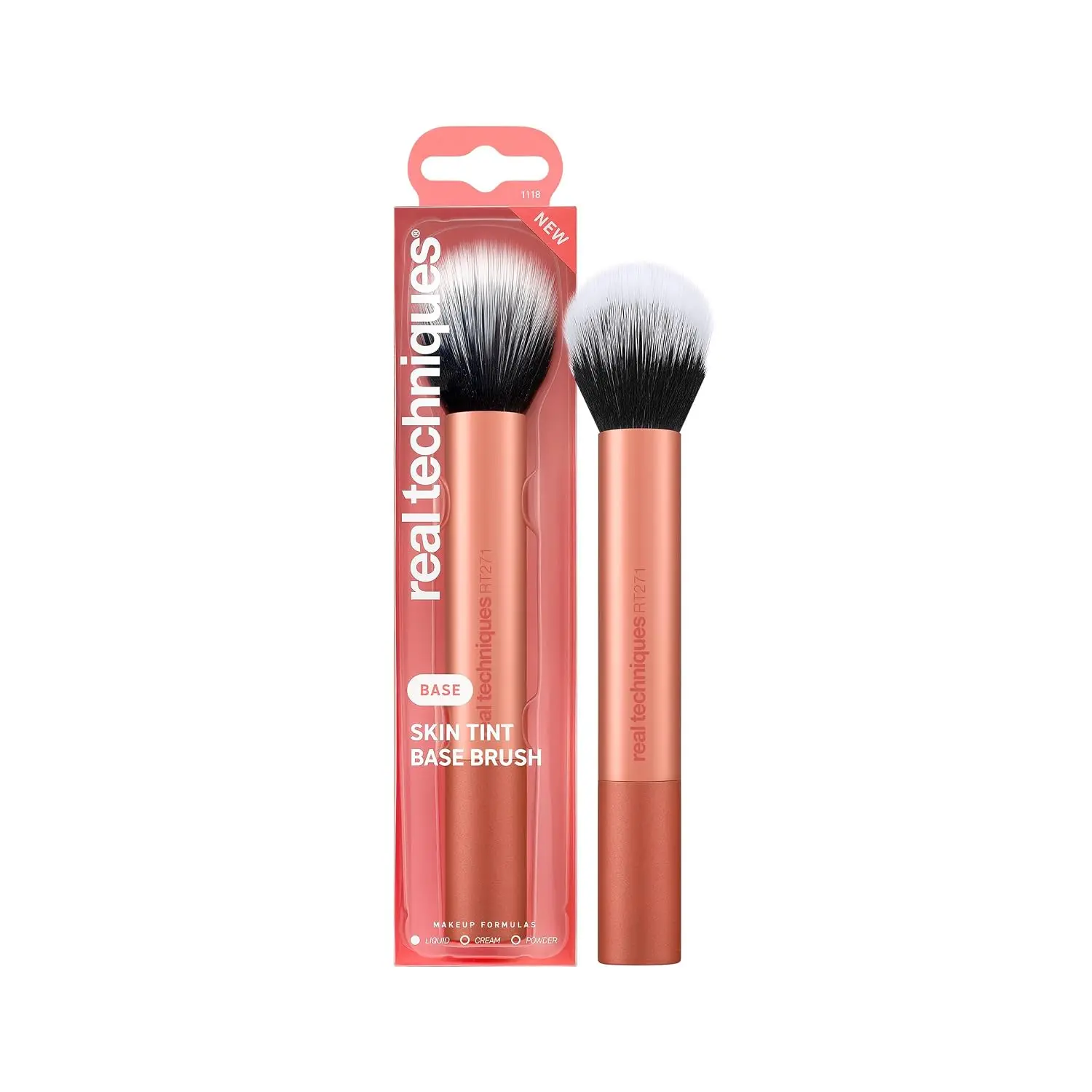 Real Techniques Skin Tint Base Brush, Liquid Foundation Makeup Brush | Liquid foundation brush for skin tint and tinted moisturizer, streak-free blending, UltraPlush bristles for even coverage