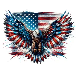 American Flag With Patriotic Eagle Direct To Film Print, DTF Print, Ready To Press Print For T-Shirts