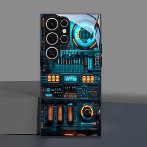 Phone Case - Blue Orange Mechanical Cyberpunk Style Tempered Glass Phone Case Black for Samsung Galaxy S26 S25 S24 S23 S22Pro S21 S20 Fe Plus Ultra Pro A56 A55 A54 A53 A52 A51 A36 A35 A34 A32 A26 A25 A24 A23 A16 A15 A14 A06 A05 A03s