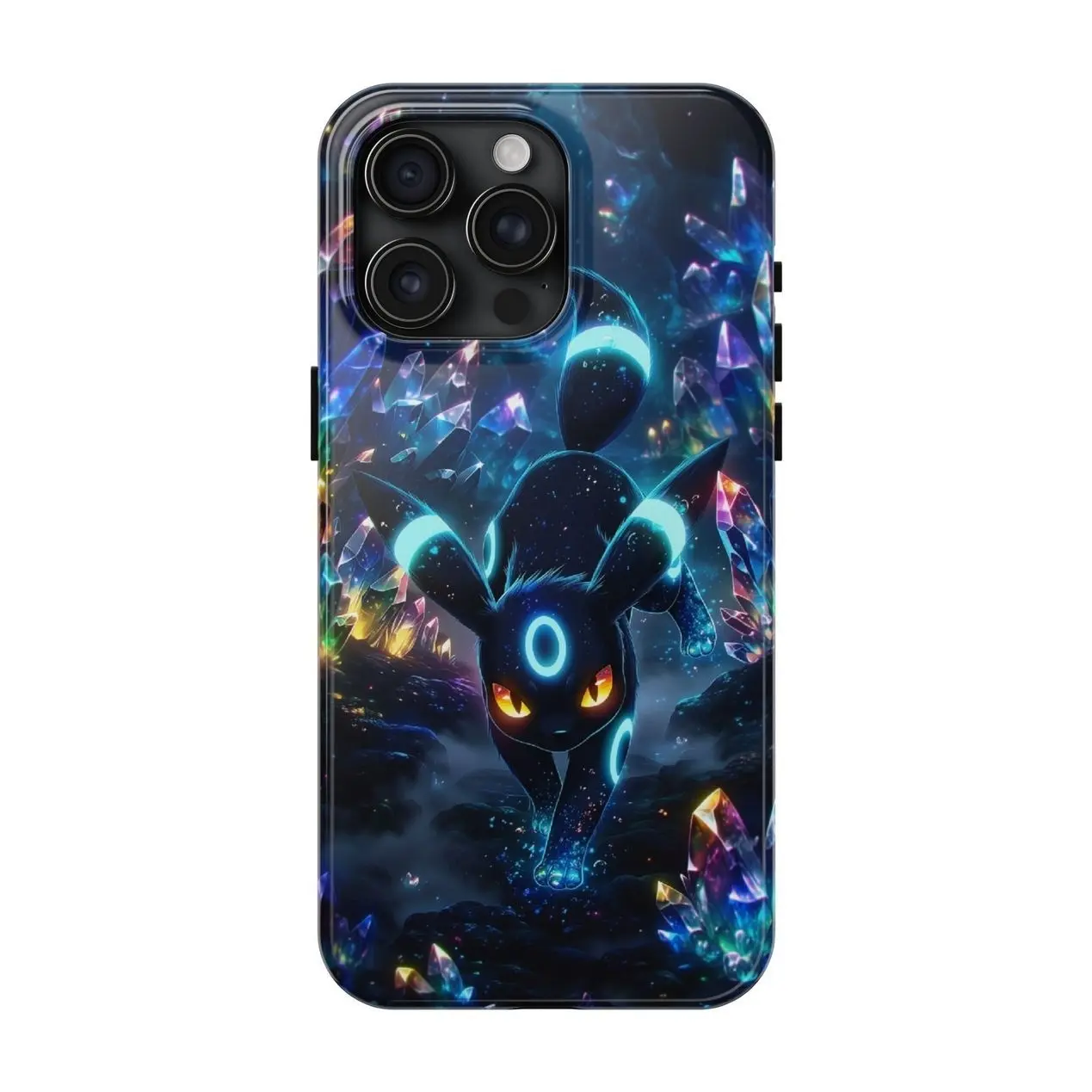 Anime Pokemon Umbreon Sylveon Crystal Cave Phone Case for iPhone 17-7 Pro Max Plus & Samsung Galaxy S26-S21 Ultra Plus - Glowing Crystal Eeveelution Aesthetic Phone Cover unisex 1
