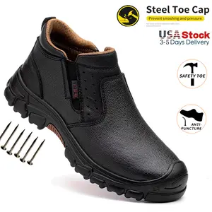 Steel Top Shoes Men Safety Shoes Lightweight Sneakers Man Work Safety Boots Male industrial Construction Work Shoes Protective fashionable Footwear Black