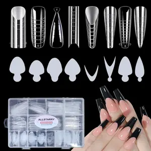 384pcs Nail Dual Forms Silicone French Nail Forms for Poly Gel Extension Full Cover Acrylic Nail Tips 8 Type Nail Form and Reusable Silicone Stickers for Manicure Extension