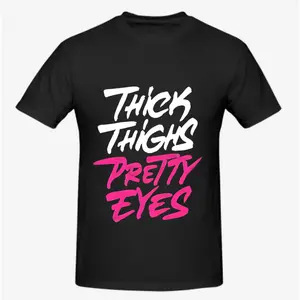 Bold "Thick Thighs Pretty Eyes" Graphic Tee💅 100% Cotton T-Shirt for Confident Women.Trendy Baddie Aesthetic Top, Curvy Girl Summer Outfit.Soft Breathable Streetwear.Perfect Empowering Gift for Bestie