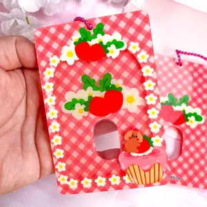Nina Strawberry Cupcake Acrylic Photocard Holder Keychain