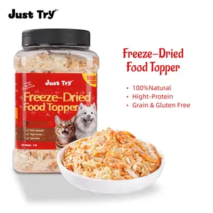 Just Try Freeze-dried Food Topper for Dogs & Cats - Premium Antarctic Krill, Chicken & Egg Yolk, High Protein, Omega-3 Rich, Astaxanthin-Enhanced - 8 OZ