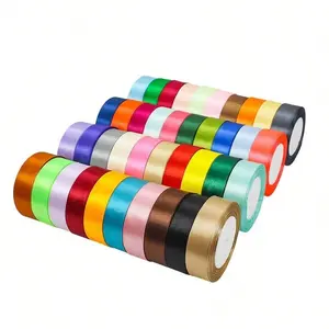 Colorful Satin Ribbon, 1 Count 2.5cm Wide 21m Long Ribbon, DIY Decorative Ribbon for Wedding, Craft Gift Wrapping, Floral Arrangements