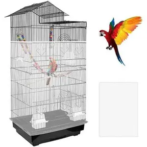 Universal Bird Cage Seed Catcher - Stretchy, Lightweight Mesh Skirt for Parrot Cages, Stops Scatter, Breathable Fabric, Adjustable & , White