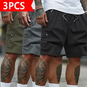 Men’s 3-Pack Cargo Shorts  Stylish Multi-Pocket Design for Outdoor Sports and Beach Wear, Comfortable and Breathable, Suitable for Running, Workouts, and Everyday Use