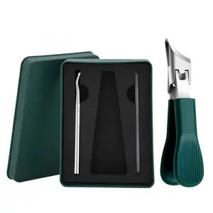 Slant Edge Nail Clipper 3-Piece Set-Slant Curved Blade Nail Clipper,Eagle beak angled nail clippers,with Glass Polishing File and Nail Spoon,Household multifunctional large opening splash-proof nail clippers