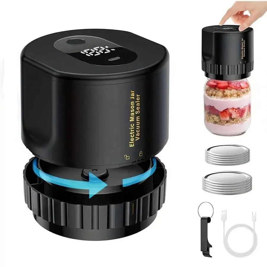 Electric Vacuum Sealer, Food Vacuum Sealer, Vacuum Packing Machine, Household Kitchen Appliances for Wide Mouth & Regular Mouth Mason Jar, Automatic Air Sealer, Jar Vacuum Sealer For Mason Jars, Vacuum SealedGift.