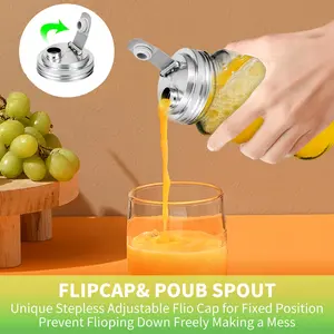 1/2pcs Wide Mouth Mason Jar Stainless Steel Pouring Lid, Reusable Mason Jar Cover, Leak-Proof Seal, for 86mm Ball Wide Mouth Jars, Food Storage