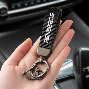 Jeep Renegade Carbon Fiber Car Keychain Set, Premium Auto Modification Key Fob with Screwdriver & Rings, Durable Design for Everyday Use