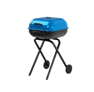 Walk-A-Bout, Original Square Charcoal Grill-100% Pre-Assembled Portable Steel, Blue