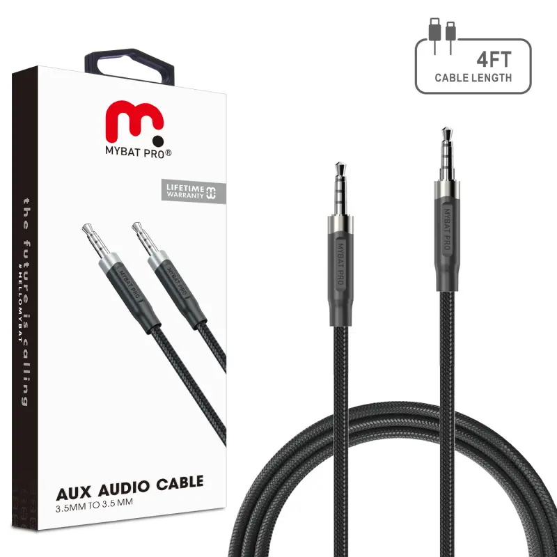 MyBat Pro 3.5mm Male-to-Male Aux Audio Cable - 4 FT Length, Seamless Transfer, Audio & Video Accessory with Lifetime Manufacturer Warranty, Black