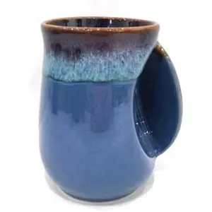 Porcelain 18oz Novelty Right-handed Handwarmer Mug, Coffee Mug,  Mug for family friends and couple - Blue