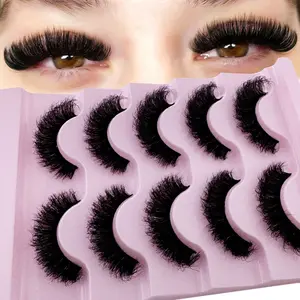 Luxurious D Curl False Mink Eyelashes, Soft Comfortable Dramatic Fake Lashes, Fluffy 3D Long Thick Natural Mink Lashes, Perfect for Parties Halloween Christmas, Makeup, Cosmetic