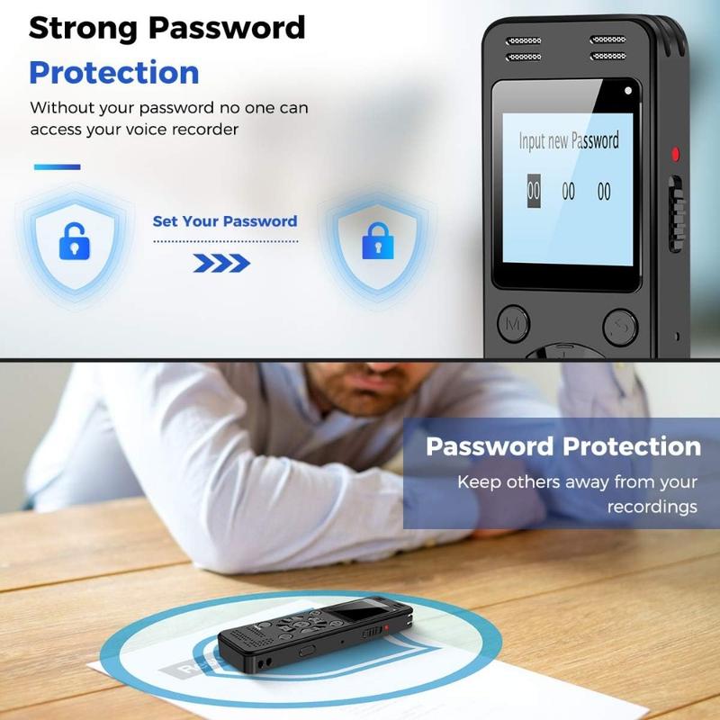 128GB Digital Voice Recorder for Lectures,Meetings-9296 Hours Voice Activated Recording Device Audio Recorder with Playback,Password