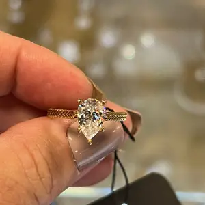 3ct moissanite 10K gold Pear solitaire ring