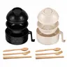MIUVA 6-Piece BPA-Free Wheat Straw Ramen Bowl Tableware Set - 2 Sizes, Side Lift Handle, Fast-Drain Serving Cutlery (Spoon, Fork, Chopsticks), Microwave-Safe Containers for 1-5 People, Noodles, Soups, Dorms