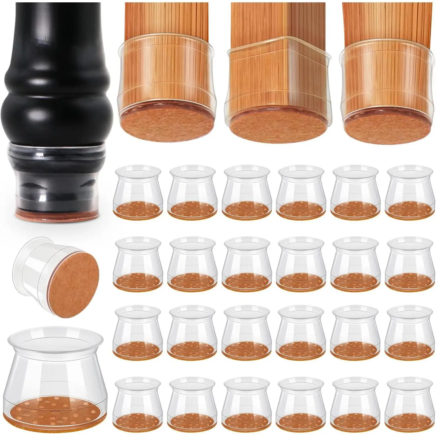 Silicone Chair Leg Floor Protectors Silicone Felt Furniture Leg Pads Caps Covers for Hardwood Floors Rubber Chair Leg Protectors for Hardwood Floors