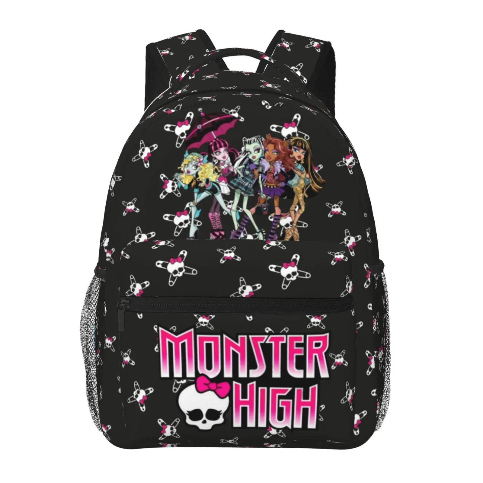 Cute Monster high Print Backpack for Women Monster high dolls Cushioned Laptop Backpack Multi Zipper Pocket Daypack Travel Bag Gift
