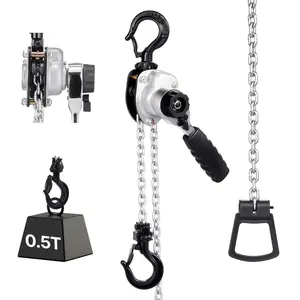 VEVOR Manual Lever Chain Hoist, 1/2T 1100LBS Capacity Heavy Duty Come Along, 10FT Lift G80 Alloy Steel Chain With Dual Pawl Mechanical Brake, 360Rotating Hooks, for Warehouse Construction Garage